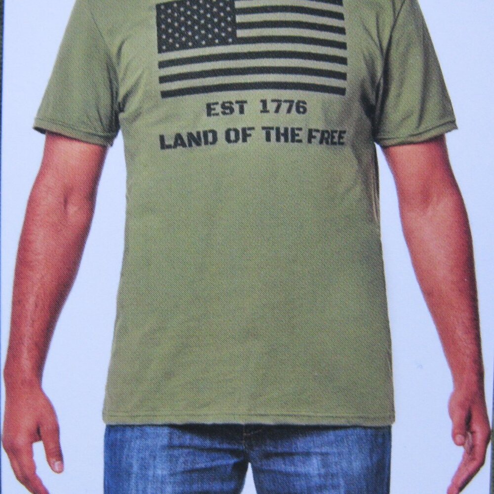 GENERAL STANDARD Patriotic Men's T-Shirt Army Green 100% Cotton MADE IN U.S.A XL
